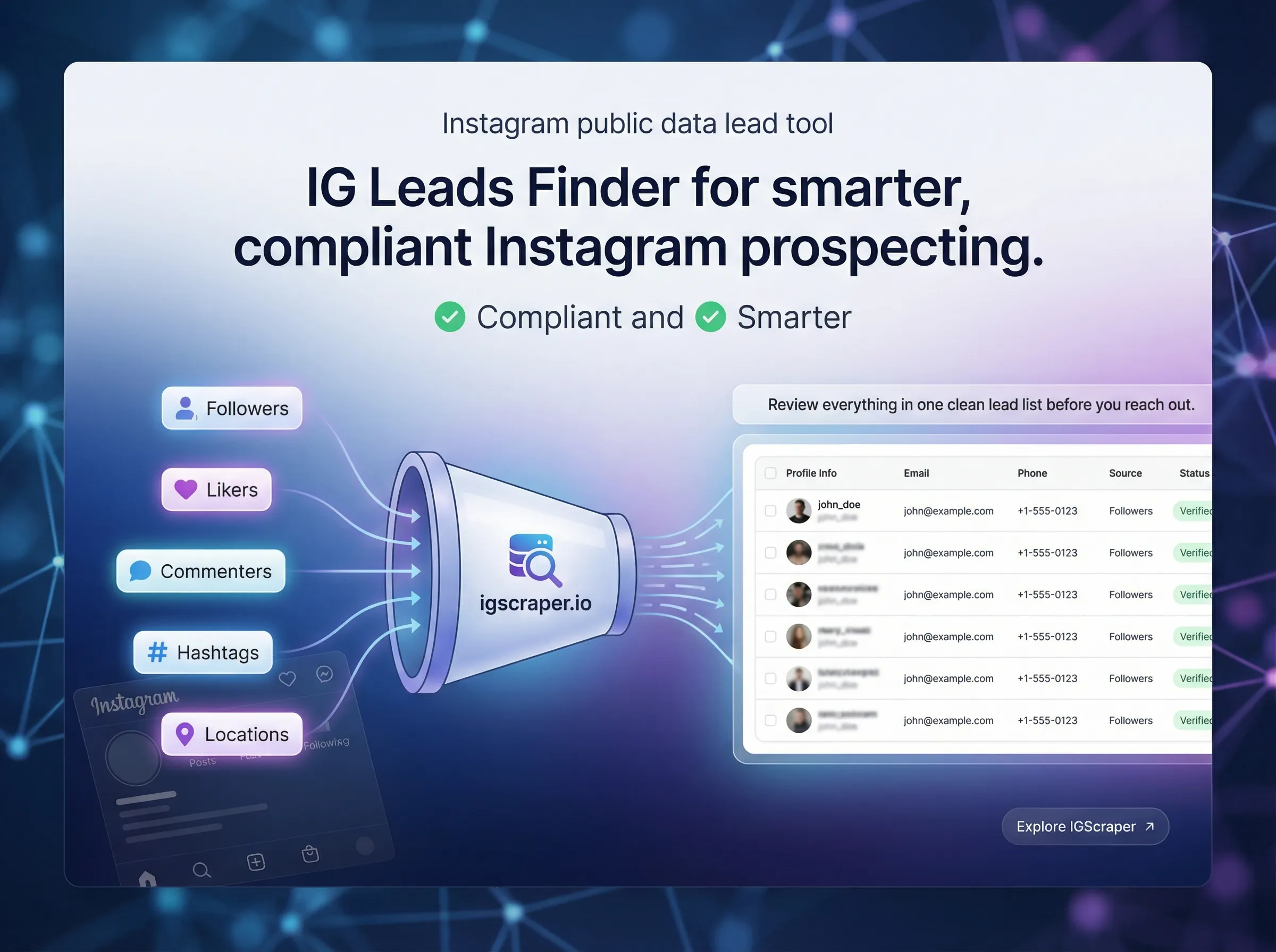 IG Leads Finder Chrome extension preview